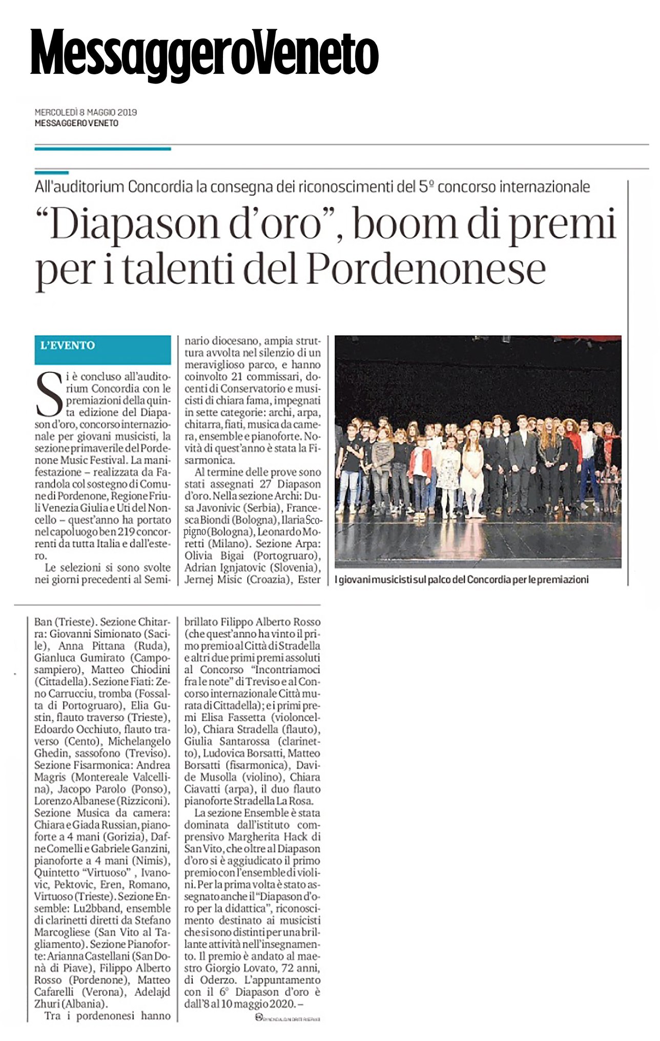 Messaggero Veneto - Magister Musicae